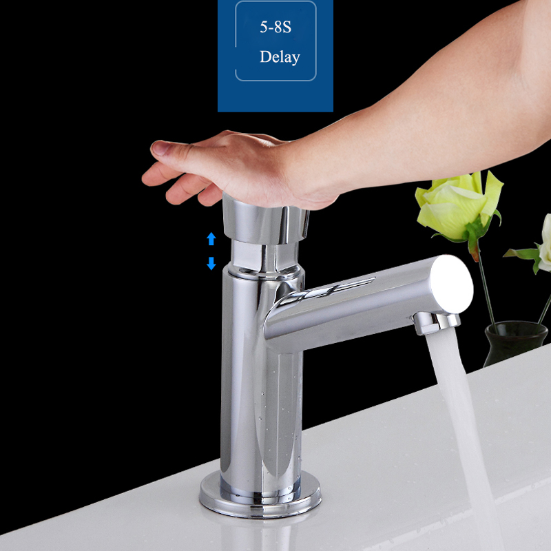 Home Bar Sink - バスルームシンク蛇口,自動閉鎖式,節水,タッチプレス,遅延時間