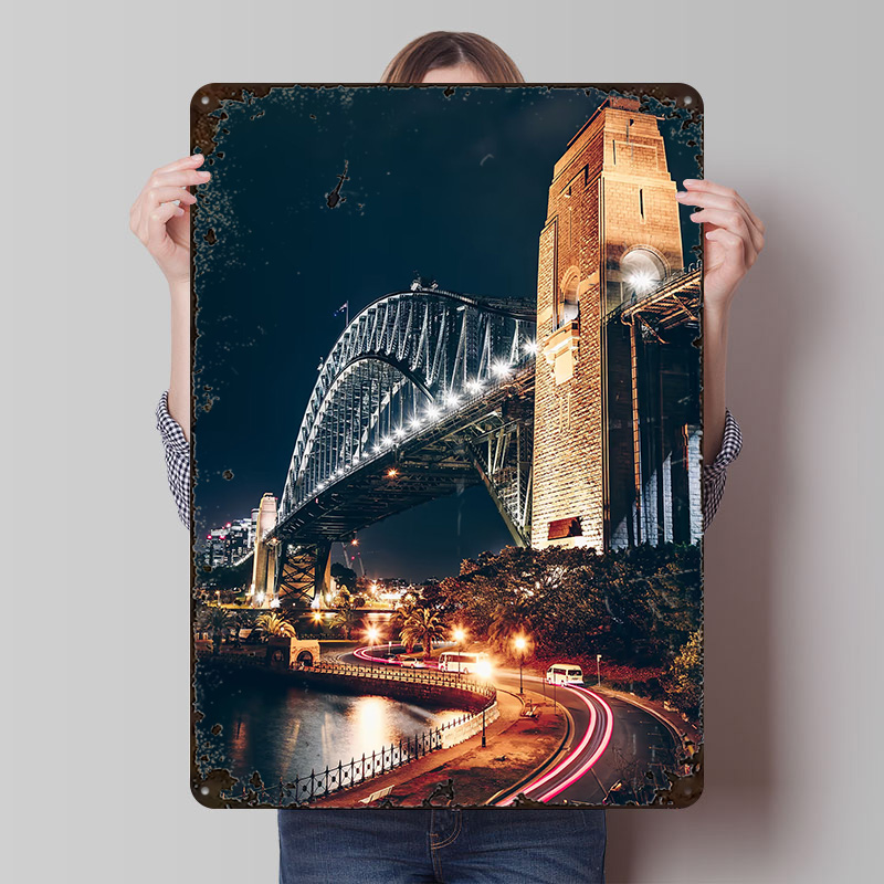 Home Bar Sydney - シドニーハーバーブリッジポスターカスタマイズされたヴィンテージメタルサインウォールアートレトロブリキプラーク家の装飾用リビングルームバーアクセサリー