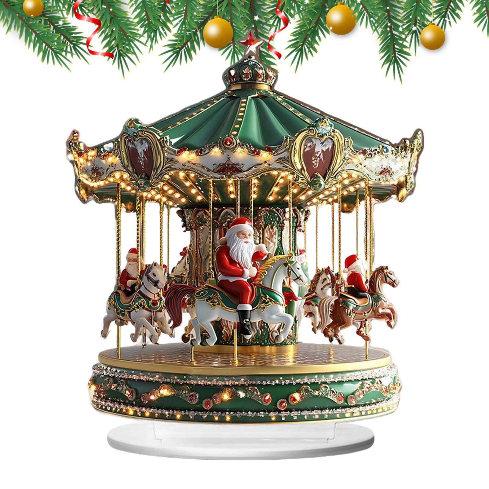 Home Bar Shelf - クリスマスカルーセルアクリル2Dホームデコレーションサンタクロースフィギュアメリークリスマスシーン棚カフェオフィスバー室内装飾