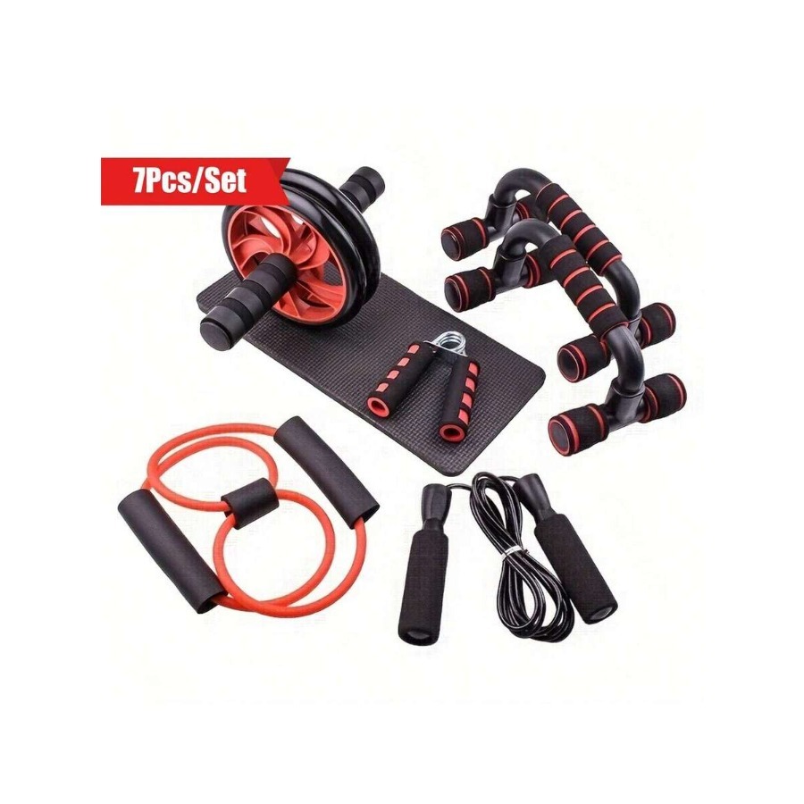 Home Bar Setup Kit - 【ホームワークアウトキット：プッシュアップバー】7点入り究極フィットネスキット、プッシュアップスタンド、アブホイール、ミニマット付きの完全な腹筋トレーニングセット