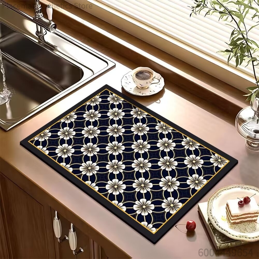 Bar Mat Rubber - キッチンカウンター排水マット洗面台珪藻土吸水パッドバーとダイニングテーブル断熱ラグ装飾