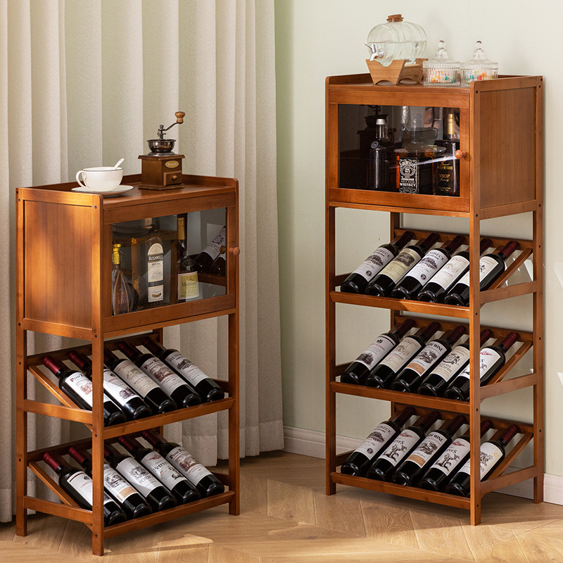固体竹ワインラック 3/4 段フロア自立型ストレージワインホ - Home Bar Shelf のレビューと価格