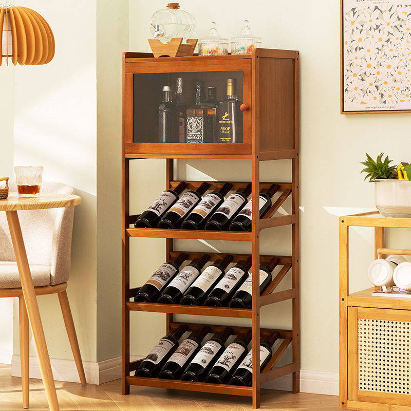 固体竹ワインラック 3/4 段フロア自立型ストレージワインホ - Home Bar Shelf のレビューと価格