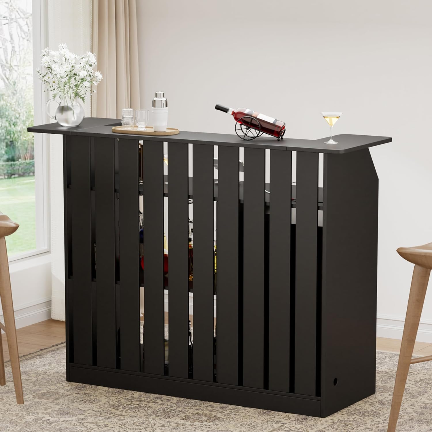 U字型バーテーブル、冷蔵庫スペース付きホームバーユニット、L - Home Bar And Fridge のレビューと価格