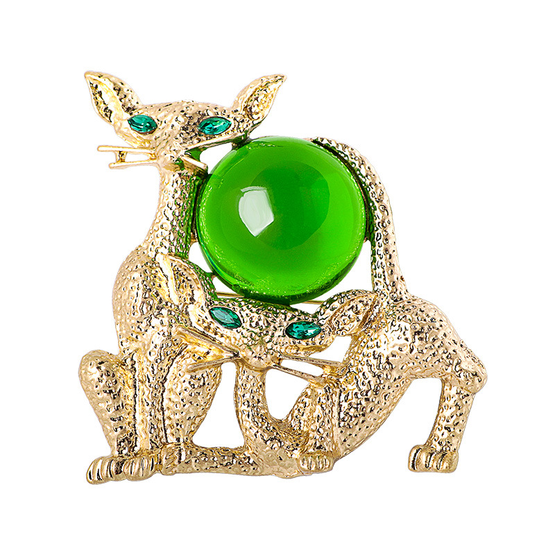 ユニークなレトロなスタイルのガラス猫プードル犬のブローチ、中 - Old Fashioned Glass のレビューと価格