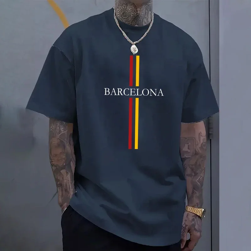 バルセロナメンズコットン Tシャツ春夏デイリーカジュアルファ - Home Barcelona のレビューと価格