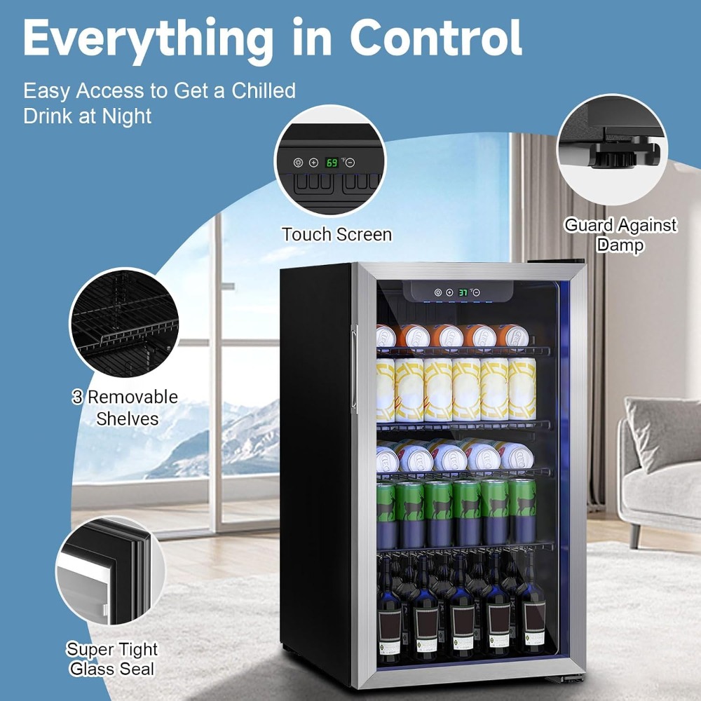 110缶収納可能飲料冷蔵庫、3.1立方フィートシルバーミニ冷 - Home Bar And Fridge のレビューと価格