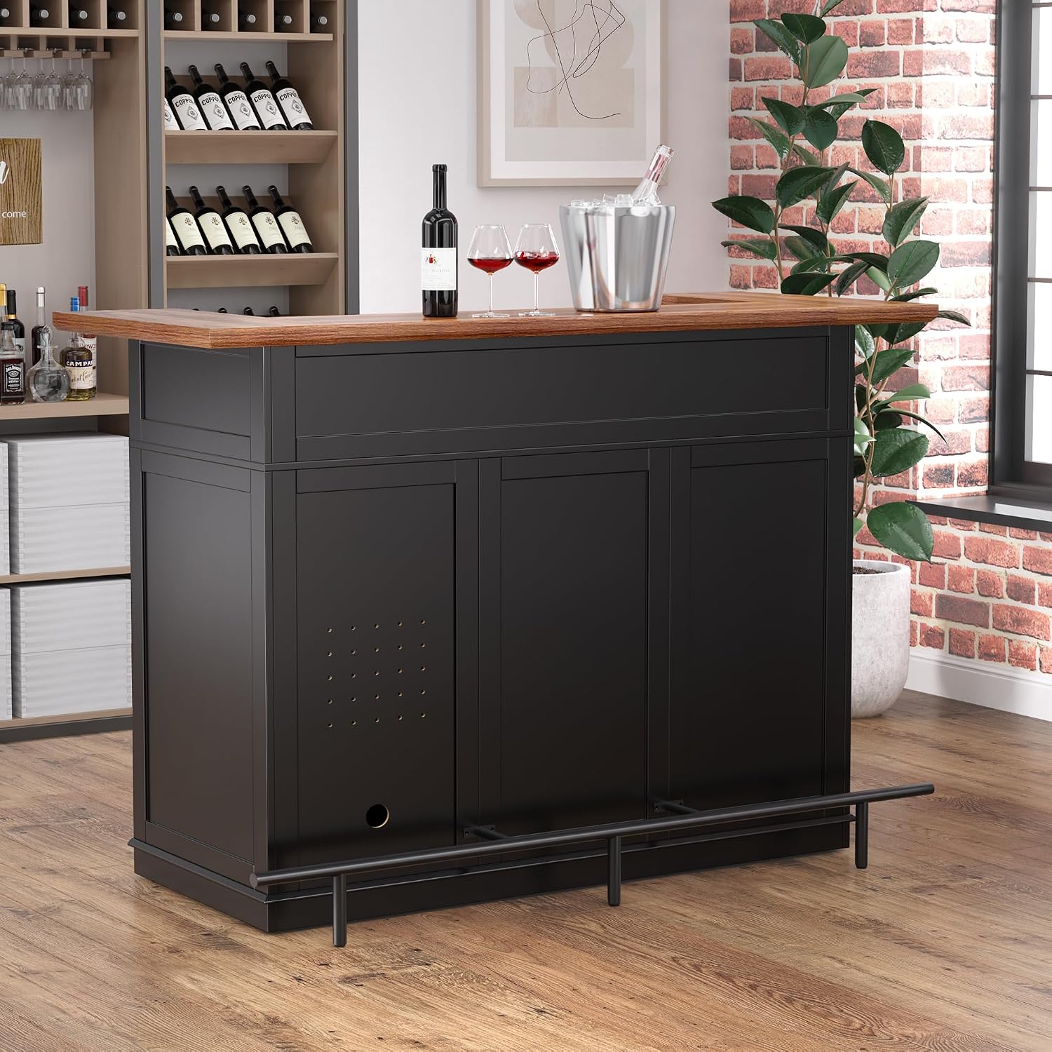 U字型バーキャビネット（冷蔵庫スペース、ワイン収納、グラスラ - Home Bar And Fridge のレビューと価格