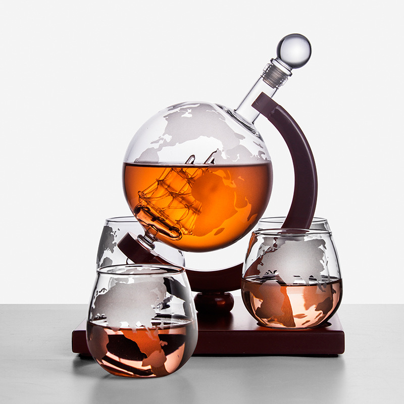 クリエイティブなガラス製ワインボトルデッキ,カボチャ,シャン - Decanter Globe Set のレビューと価格