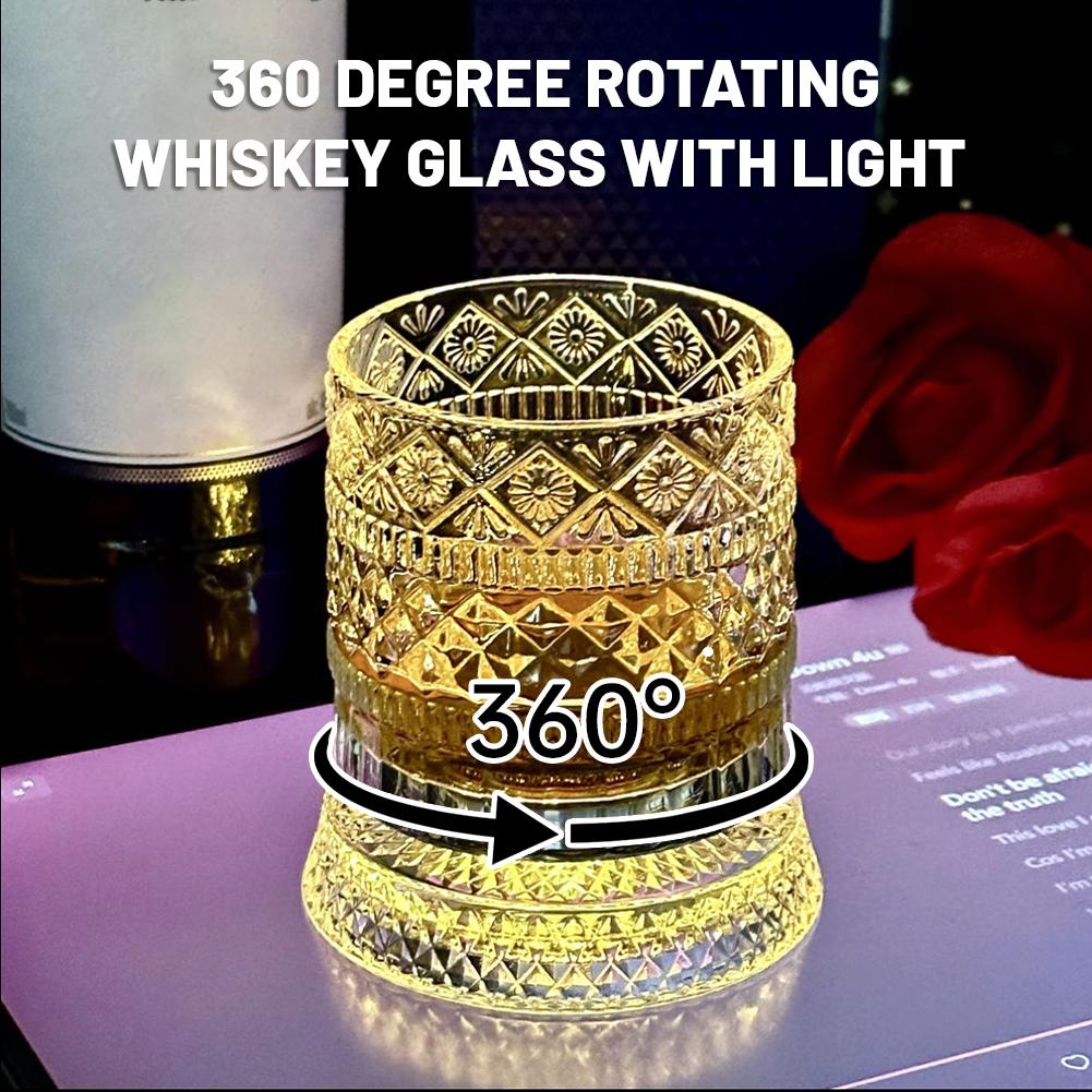 360 °   LEDライト付き回転式ウイスキーグラス、回転 - Old Fashioned Glass のレビューと価格