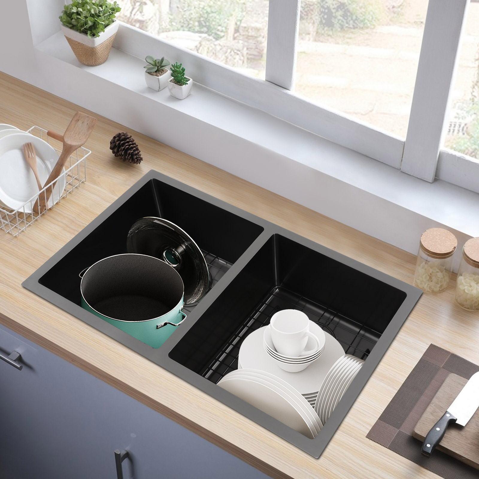 ダブルボウルシンク キッチンシンク 静音＆乾燥性能シンク グ - Home Bar Sink のレビューと価格