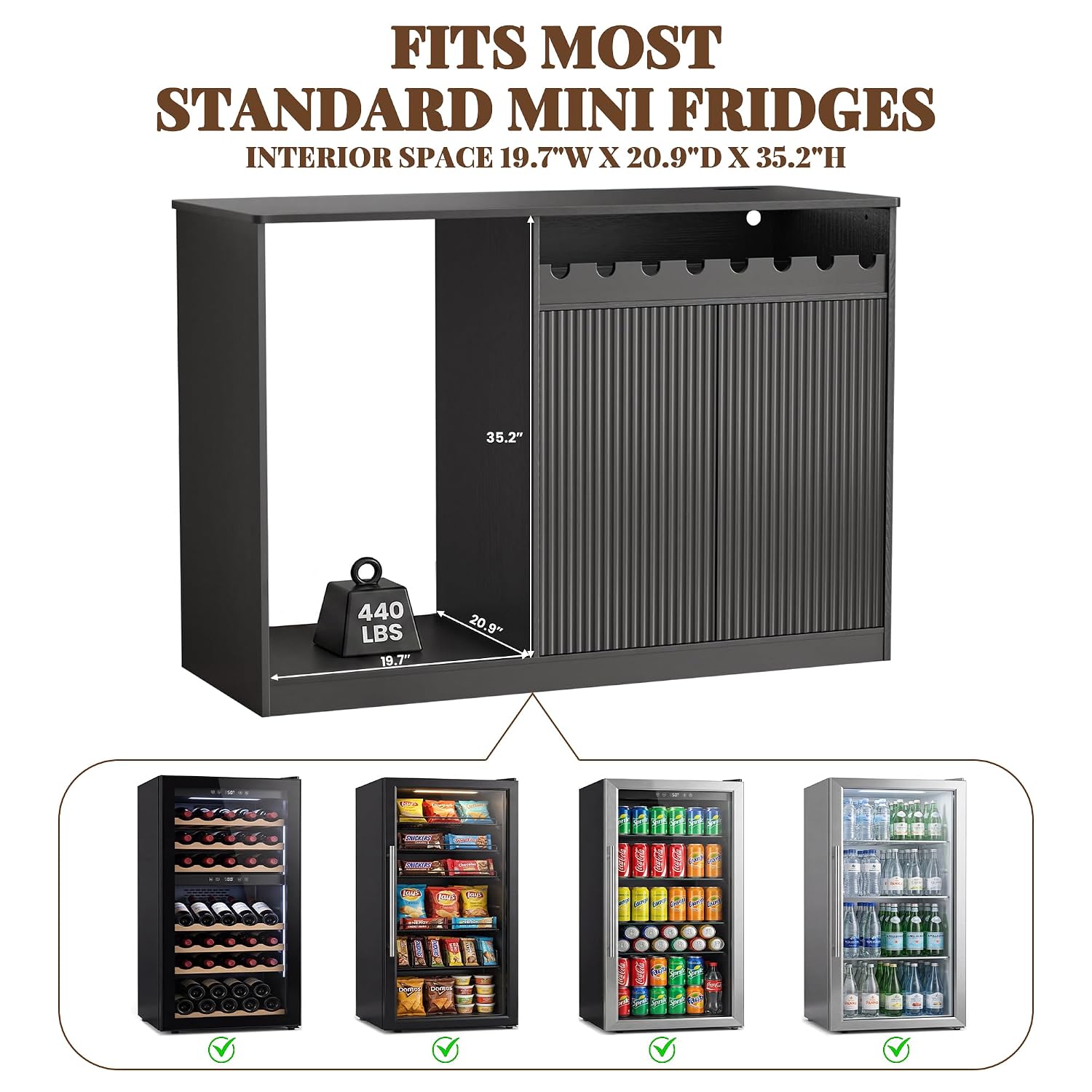 長さ53インチのコーヒーバーキャビネット（冷蔵庫スペース付き - Home Bar And Fridge のレビューと価格