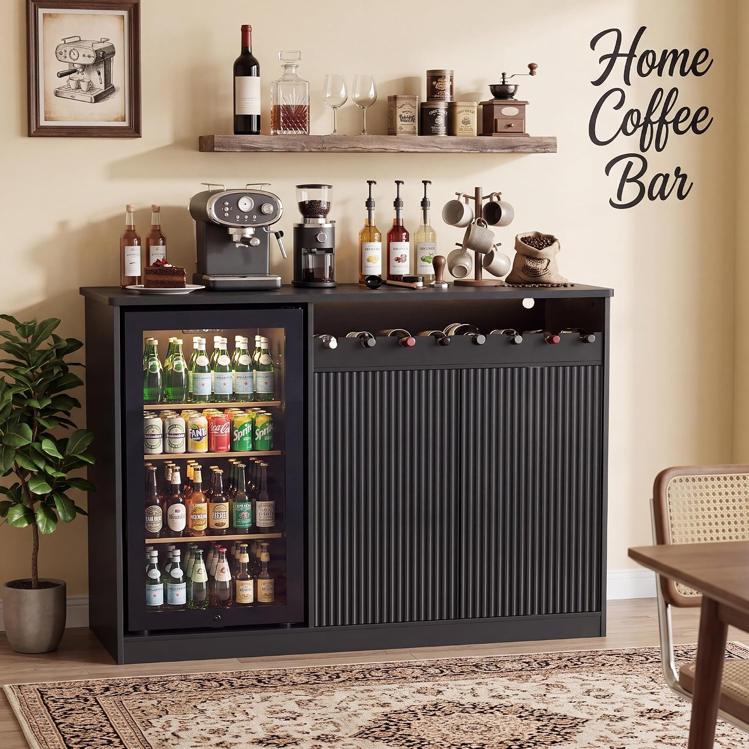 長さ53インチのコーヒーバーキャビネット（冷蔵庫スペース付き - Home Bar And Fridge のレビューと価格