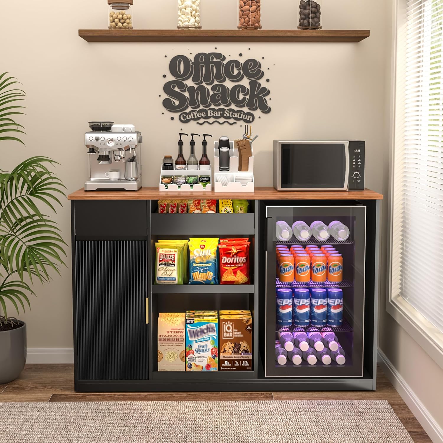 スナックバーキャビネット 冷蔵庫スペース付き収納ディスプレイ - Home Bar Shelf のレビューと価格
