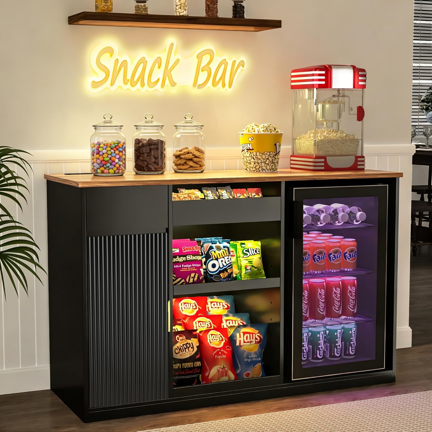スナックバーキャビネット 冷蔵庫スペース付き収納ディスプレイ - Home Bar Shelf のレビューと価格