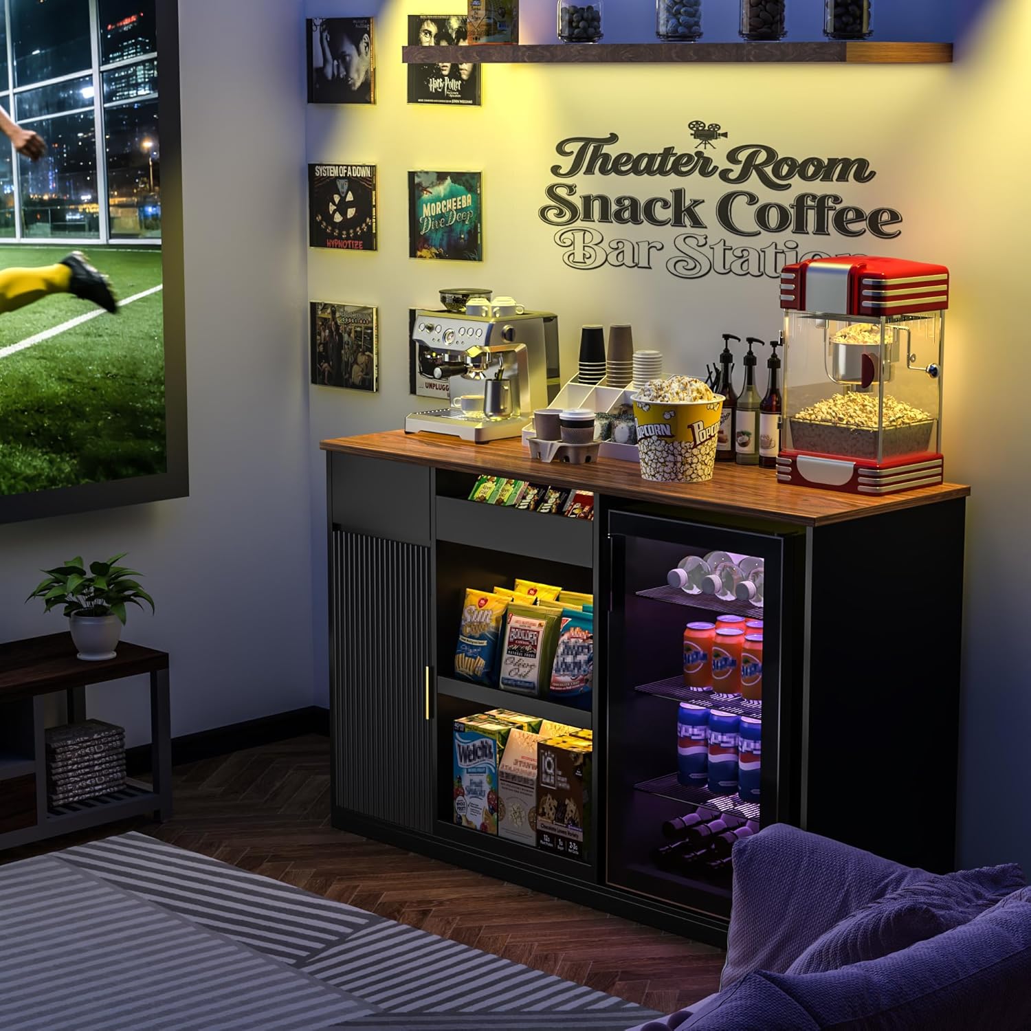 スナックバーキャビネット 冷蔵庫スペース付き収納ディスプレイ - Home Bar Shelf のレビューと価格