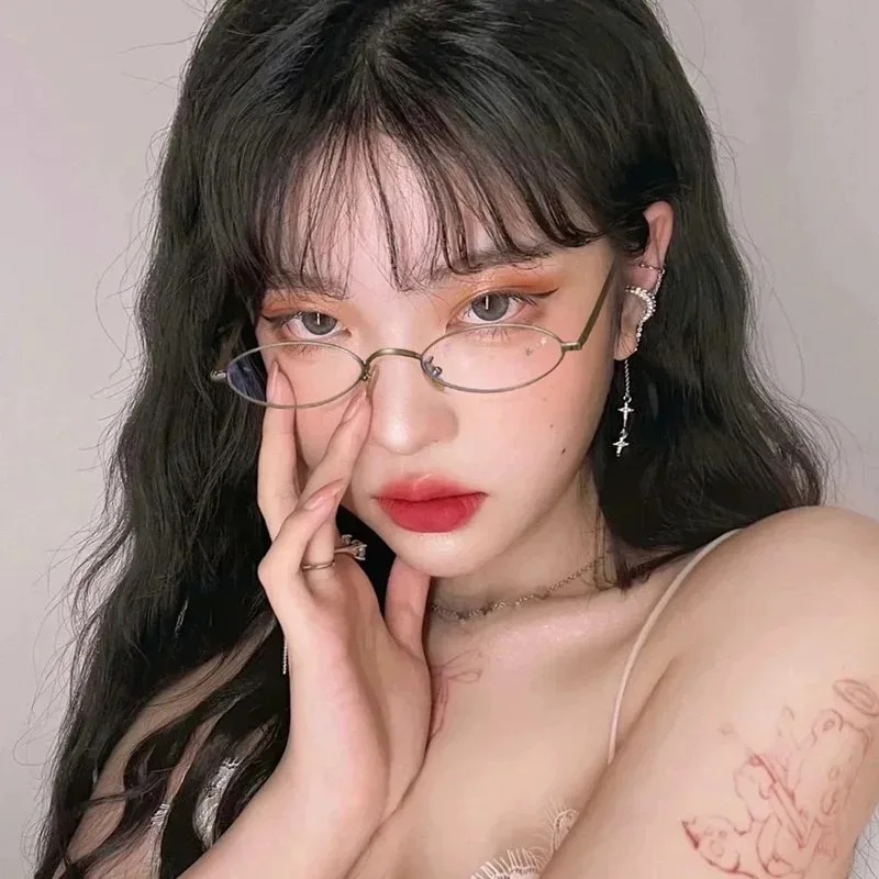 Y2K 小さな楕円形の金属メガネ女性女の子ヴィンテージ装飾眼 - Old Fashioned Glass のレビューと価格