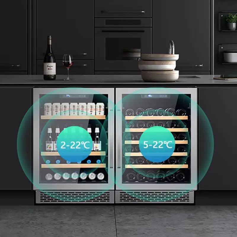 SICAOステンレス製デュアルゾーンワインクーラー、カウンタ - Home Bar And Fridge のレビューと価格