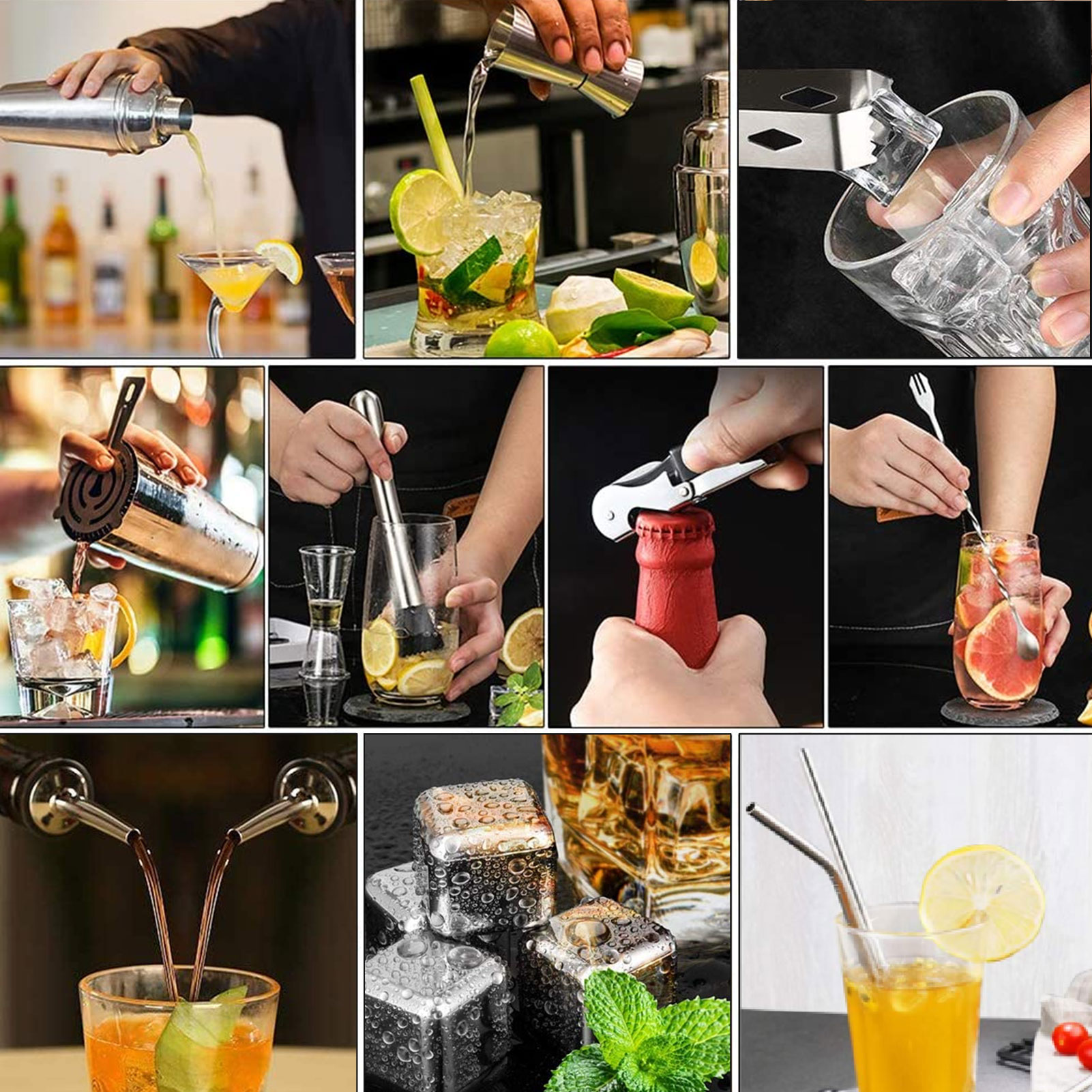 ステンレス鋼のバーテンダーキット,カクテル用,ディスプレイス - Cocktail Recipe Book のレビューと価格